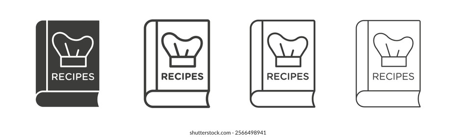 Recipe book icon flat and linear vector illustration on white background.