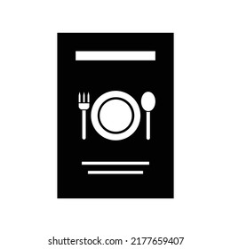 Recipe Book icon, full black. Vector illustration, suitable for content design, website, poster, banner, menu, or video editing needs