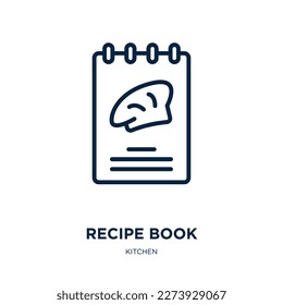 recipe book icon from kitchen collection. Thin linear recipe book, book, recipe outline icon isolated on white background. Line vector recipe book sign, symbol for web and mobile