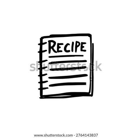 Recipe book icon logo design. Cookbook sign and symbol. Recipe book icon. Hand drawn doodle for kitchen or restaurant.