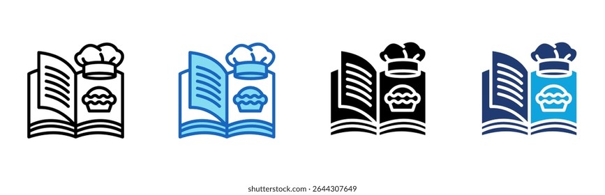 Ícone do Livro de receitas Ilustração do vetor de múltiplos estilos