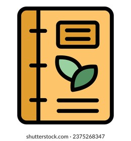 Recipe book icon outline vector. Food menu. Home board color flat