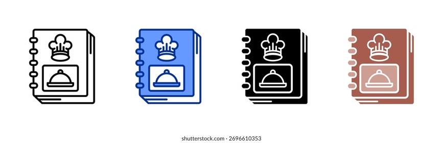 ícone Livro de Receitas folha de vários estilos coleção