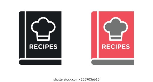 Recipe book icons in black and colored version