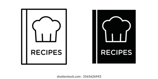 Recipe book icons in black and white colors