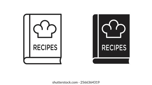 Recipe book icons in line stroke and flat versions