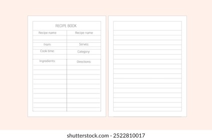 recipe book interior template printable