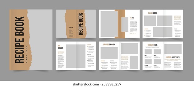 Recipe book layout template, cookbook design, food menu template, cook book magazine design