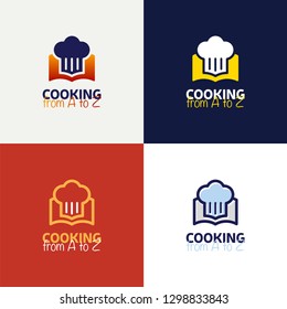 Recipe Book Logo Template Design in outline style Vector Design.