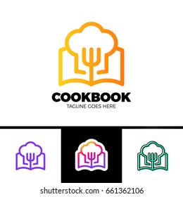 Recipe Book Logo Template Design in outline style Vector Design