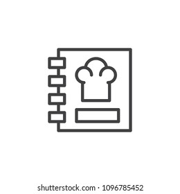 Recipe book outline icon. linear style sign for mobile concept and web design. Cooking book simple line vector icon. Menu symbol, logo illustration. Pixel perfect vector graphics