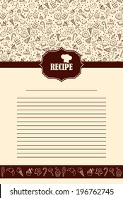 Recipe book page with hand drawn sweets elements