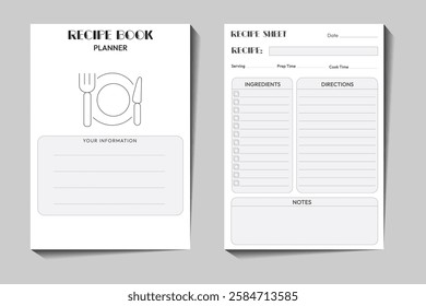 Recipe Book Planner Template KDP Interior