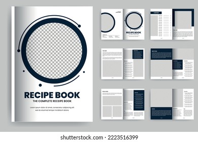 Recipe Book Template or Cookbook Magazine Layout Design 