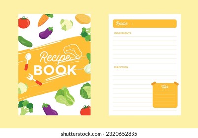 Recipe book template design with various vegetables