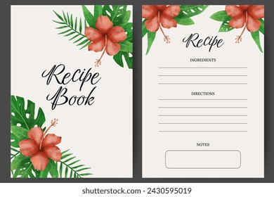 Recipe book with tropical flowers elements