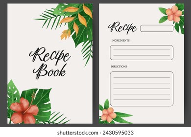 Recipe book with tropical flowers elements