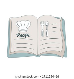 Recipe Book vector illustration, isolated colored hand drawn style