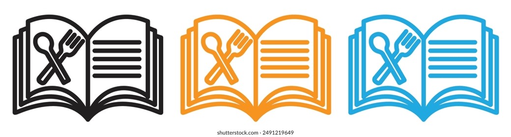 recipe book vector logo set collection for web app ui