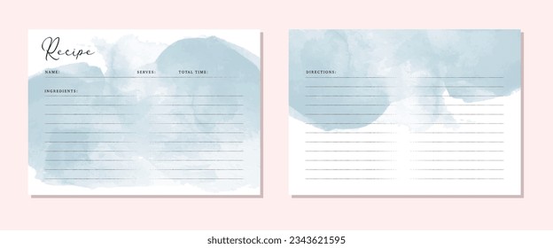 recipe card with abstract blue background