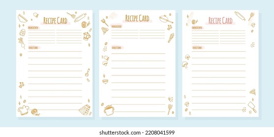 Recipe card for banner design. Food retro background. 