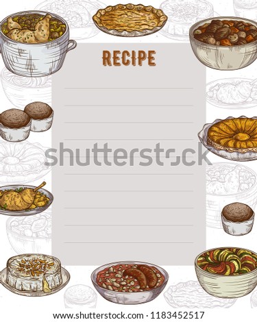 recipe card cookbook page design template stock vector royalty free recipe page design