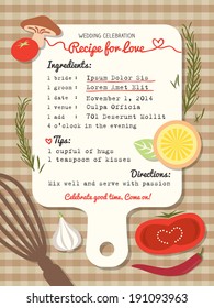 Recipe Card Creative Wedding Invitation Design With Cooking Concept