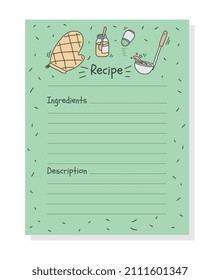 Recipe Card Culinary Book Page Mockup Stock Vector (Royalty Free ...