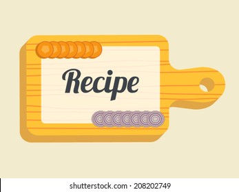 Recipe card, culinary template with kitchen elements. Flat design vector