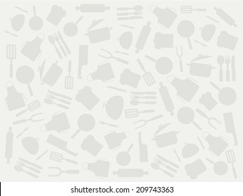 Recipe Card, Culinary Template With Kitchen Utensils Icons. Background Vector Pattern