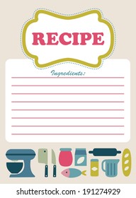 recipe card design. vector illustration