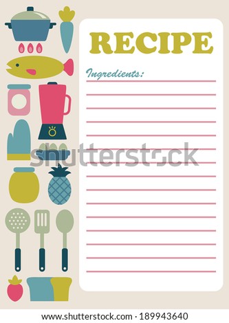 recipe card design. vector illustration