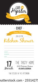 Recipe card in hipster style. Invitation on a Kitchen Shower in vector