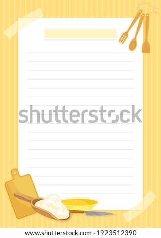 Recipe Card with Kitchen Items and Lines Vector Template