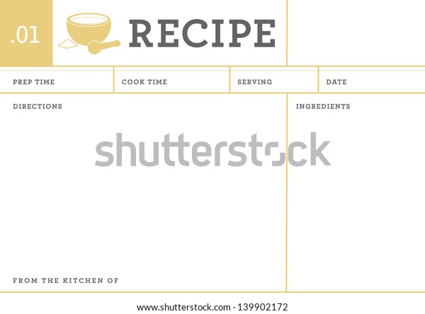 レシピカード キッチンノートテンプレート のベクター画像素材 ロイヤリティフリー