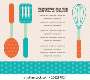 Recipe Card. Kitchen Shower. Vector Illustration