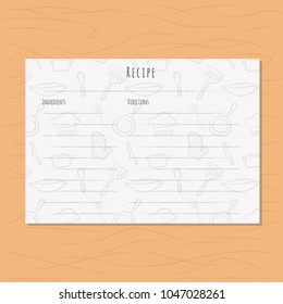 Recipe Card With Kitchen Tools Pattern