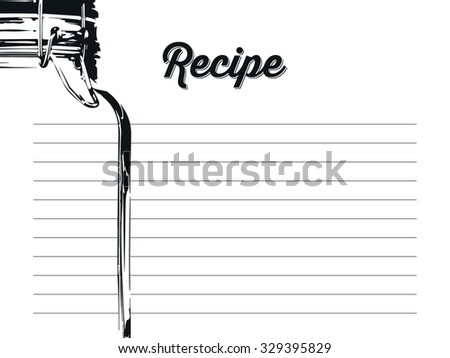Recipe card with lines text and big jar glass with a hook. To use for writing down a recipe. Vector and illustration design.