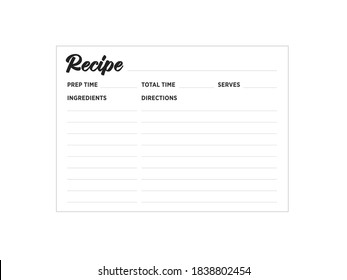 Recipe Card, Recipe Note Vector Illustration Background