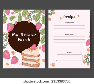 Recipe card template design with food vector illustration