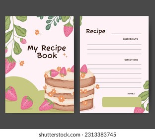 Recipe card template design with food vector illustration