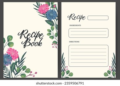 Recipe card template with flower illustration