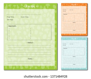 Recipe card template food background vector