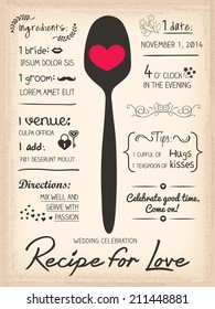 Recipe Card Wedding Invitation Design Cooking Concept