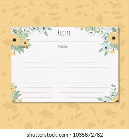 Recipe Card With Yellow Floral Arrangement