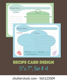 Recipe cards design, decorative recipe cards set