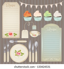 Recipe cards / design elements collection. Vector set