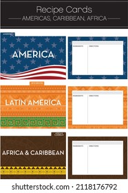 Recipe Cards and Dividers: Americas. Organize your American, Latin American, Caribbean, and African Recipes. Originally sized at 5x7.