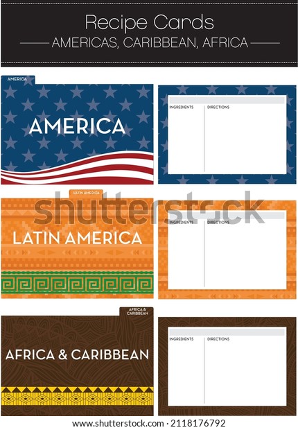 Recipe Cards and Dividers: Americas. Organize your\
American, Latin American, Caribbean, and African Recipes.\
Originally sized at\
5x7.