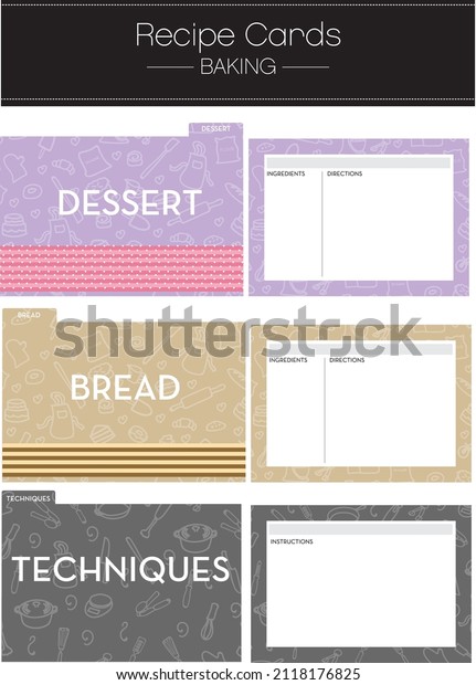 Recipe Cards and Dividers: Baking. Organize your\
Dessert and Baking Recipes as well as your cooking techniques.\
Originally sized at\
5x7.